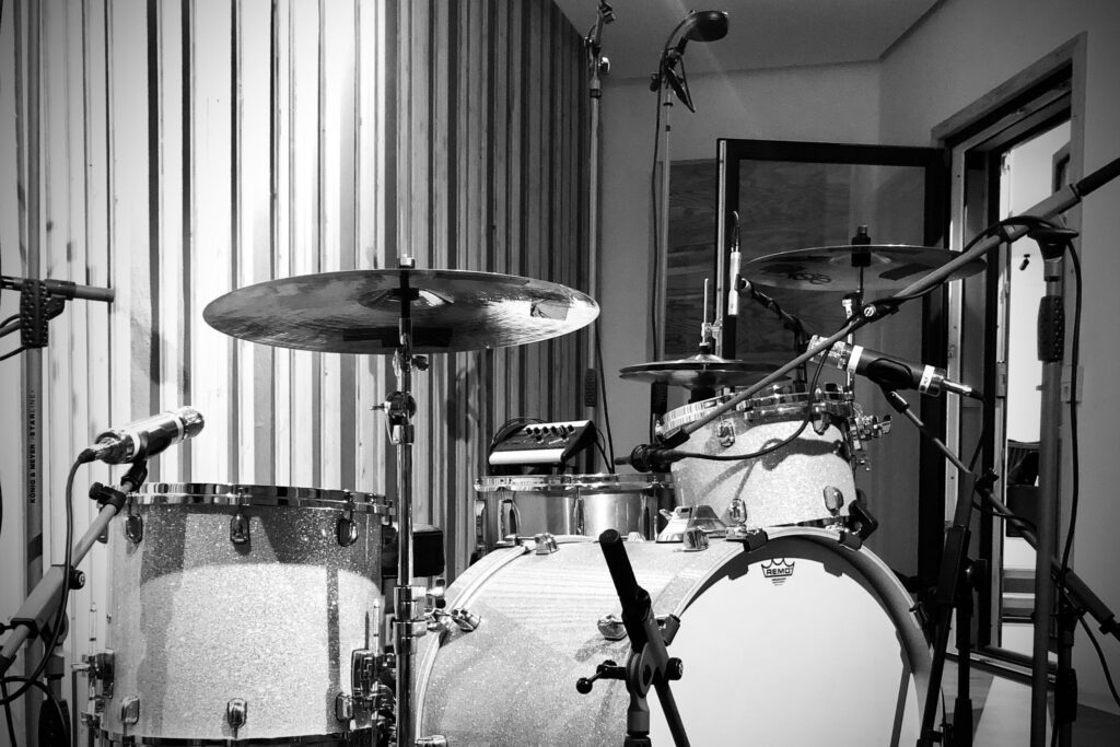 recording room with drums at Blank Room Audio - Recording Studio for Indie Music